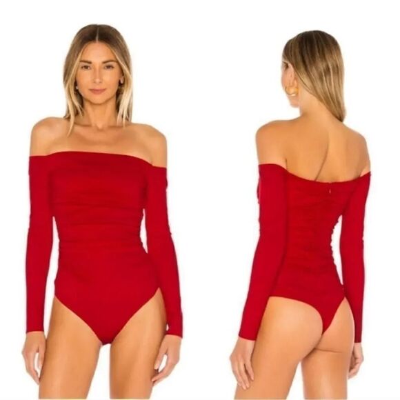 NEW Revolve Lovers + Friends Lyanna Bardot Bodysuit in Red Size XXS - Picture 2 of 11
